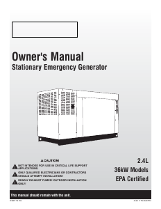Manual Generac QT03624ANAXR Generator