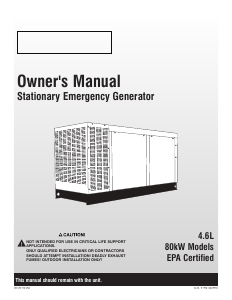 Manual Generac QT08046GVAX Generator