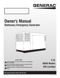 Manual Generac QT08054AVAX Generator