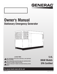 Manual Generac QT08054GVAX Generator