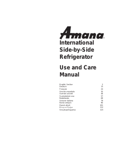 Bruksanvisning Amana SXD520TE Kyl-frys