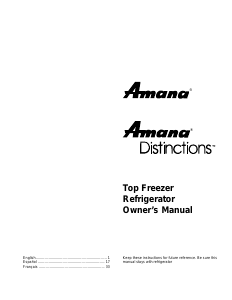 Mode d’emploi Amana TR25V2L Réfrigérateur combiné