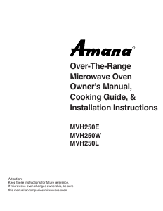 Mode d’emploi Amana MVH250E Micro-onde