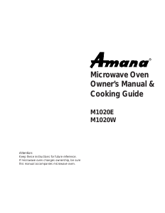 Mode d’emploi Amana M1020E Micro-onde