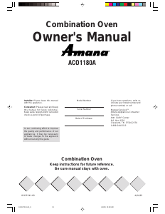 Manual Amana ACO1180AW Microwave