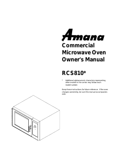 Manual Amana RCS810LW Microwave