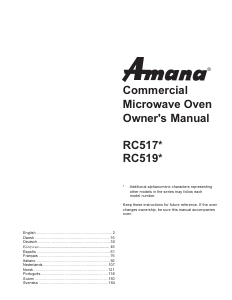 Bedienungsanleitung Amana RC519MP Mikrowelle