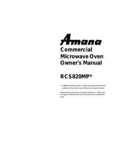 Manual Amana RCS820MPLW Microwave