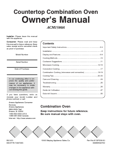 Manual de uso Amana ACM1580AS Microondas