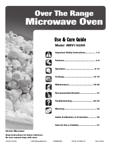 Manual Amana AMV1162AAQ Microwave