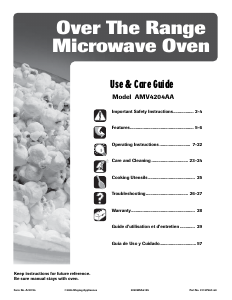Manual Amana AMV4204AAB Microwave