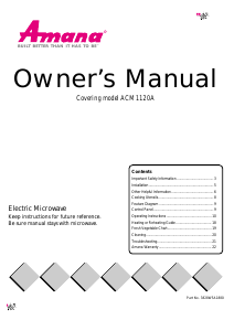 Manual Amana ACM1120AB Microwave