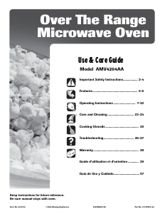 Manual Amana AMV4204AAW Microwave