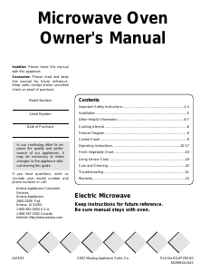 Manual Amana ACM0860AB Microwave