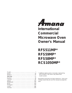 Bruksanvisning Amana RCS1050MPB Mikrobølgeovn