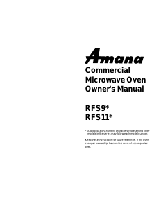 Manual Amana RFS11LW Microwave
