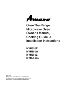 Manual Amana MVH350SS Microwave