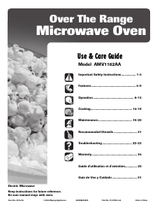 Manual Amana AMV1162AAB Microwave