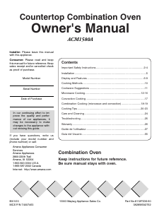 Manual Amana ACM1580AC Microwave