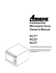 Manual Amana RC17SD Microwave