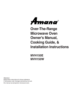 Manual Amana MVH150E Microwave