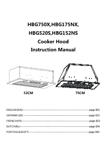 Handleiding Hoover HBG750X Afzuigkap