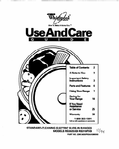 Manual Whirlpool RS3025XBW1 Range