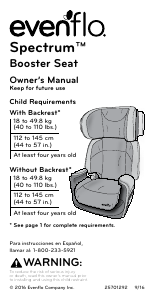 Manual Evenflo Spectrum Car Seat