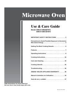 Manual Amana AMC6158BAB Microwave