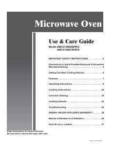 Manual Amana AMC6158BAW Microwave