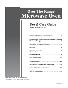 Manual Amana AMV5164BAB Microwave