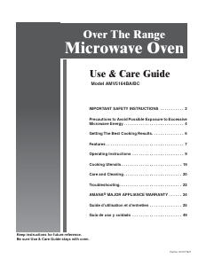 Manual Amana AMV5164BAQ Microwave