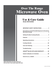 Manual Amana AMV5206BAS Microwave
