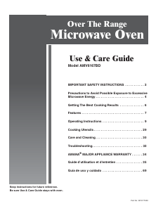 Manual Amana AMV6167BDS Microwave