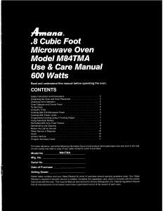 Manual Amana M84TMA Microwave