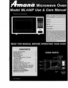 Manual Amana ML446P Microwave