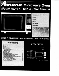 Manual Amana ML451T Microwave