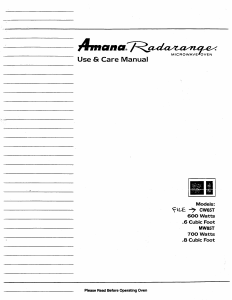 Handleiding Amana MW85T Radarange Magnetron