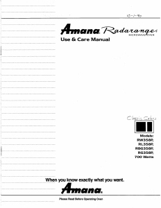 Manual Amana RBG358P Radarange Microwave
