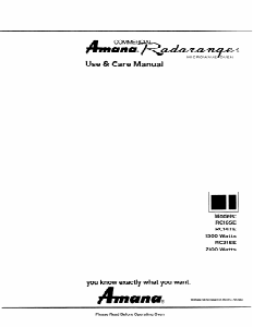 Manual Amana RC16SE Radarange Microwave