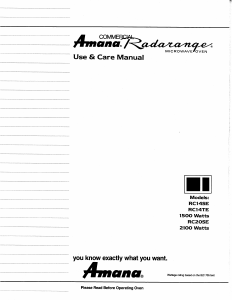 Manual Amana RC20SE Radarange Microwave