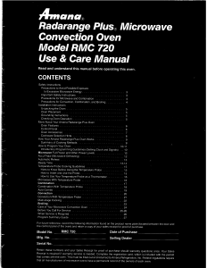 Manual Amana RMC720 Radarange Plus Microwave