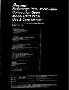 Manual Amana RMC720A Radarange Plus Microwave