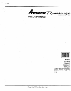 Manual Amana RSW459P Radarange Microwave