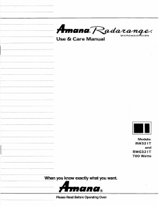 Manual Amana RW321T Radarange Microwave