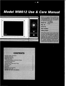 Manual Amana WM612 Microwave