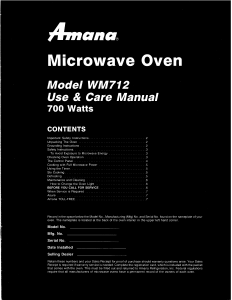 Manual Amana WM712 Microwave