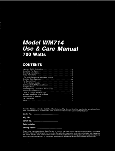 Manual Amana WM714 Microwave