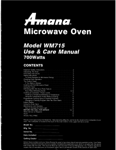 Manual Amana WM715 Microwave