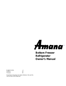 Handleiding Amana BR22S6W Koel-vries combinatie